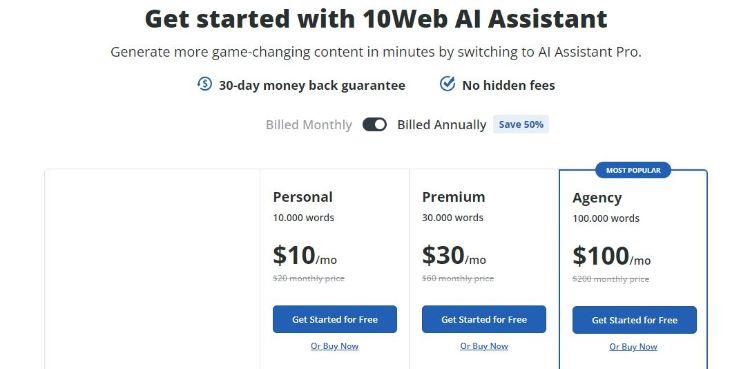10web pricing