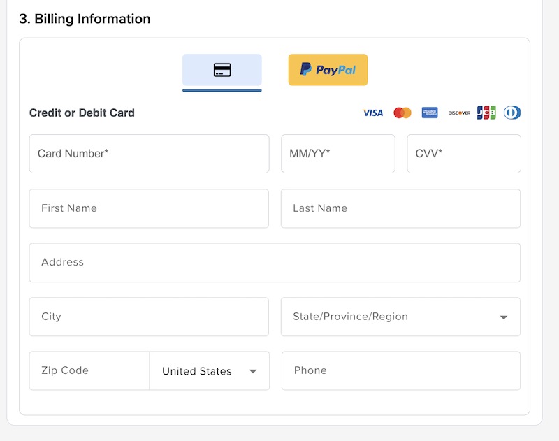 Bluehost Billing Information
