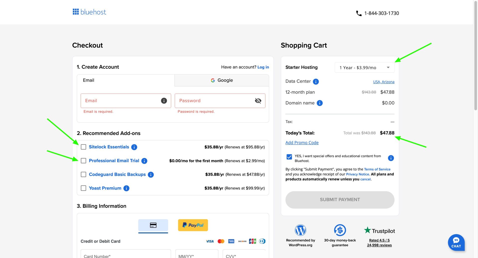 Bluehost New Checkout