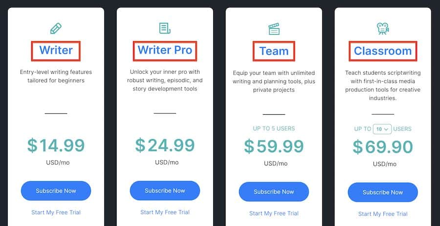 writing app screen