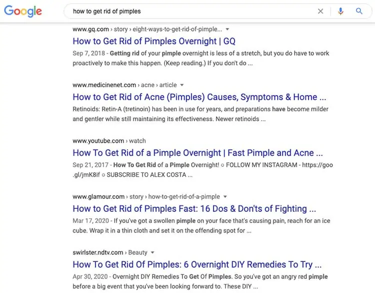 How to Get Rid of Pimples Google Search