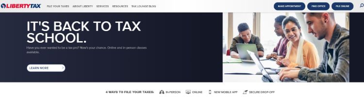 Liberty Tax homepage