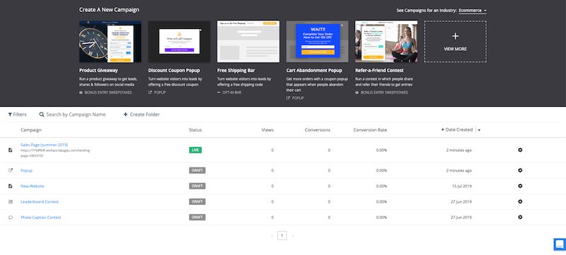 Wishpond Dashboard