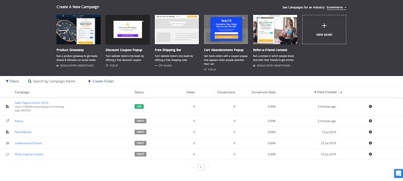 Wishpond Dashboard