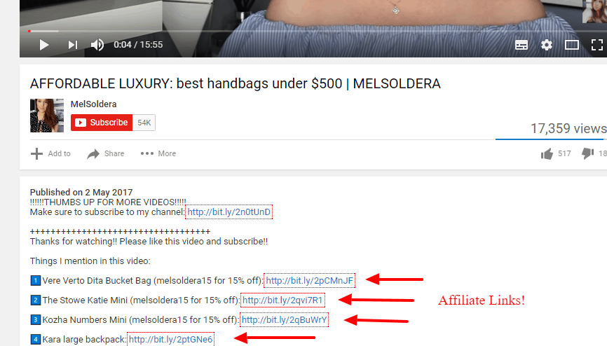 YouTube Affiliate Links