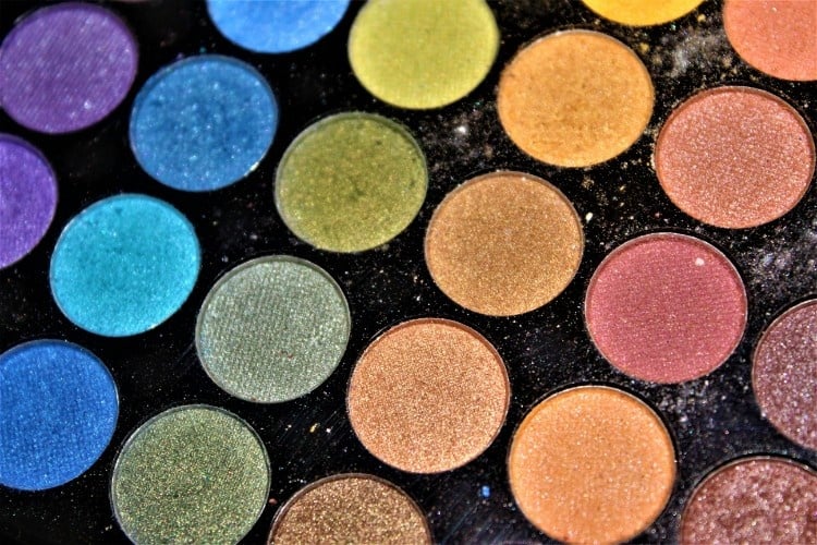 A palette of colorful makeup