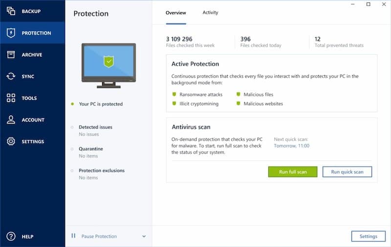 Acronis True Image features