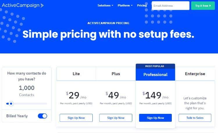 activecampaign pricing