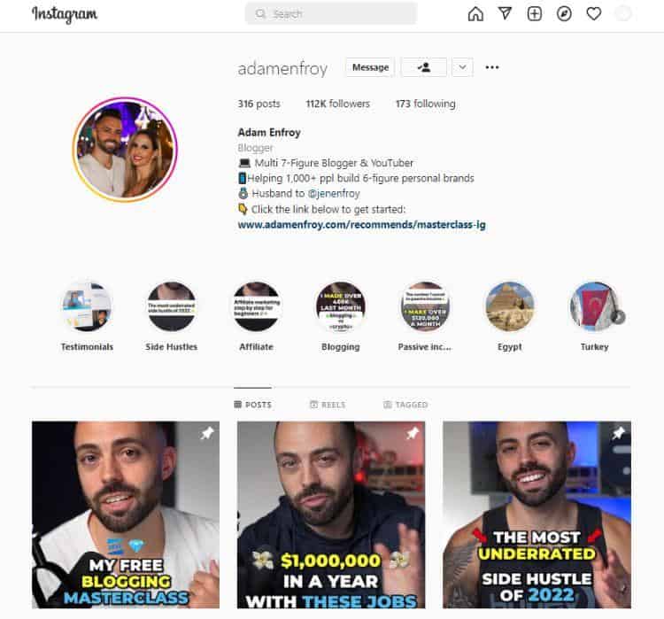 adam IG profile