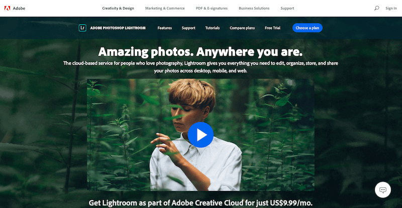 Adobe Lightroom photo editing software 
