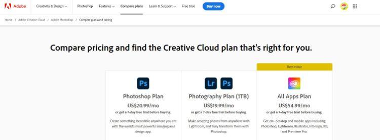 adobe pricing