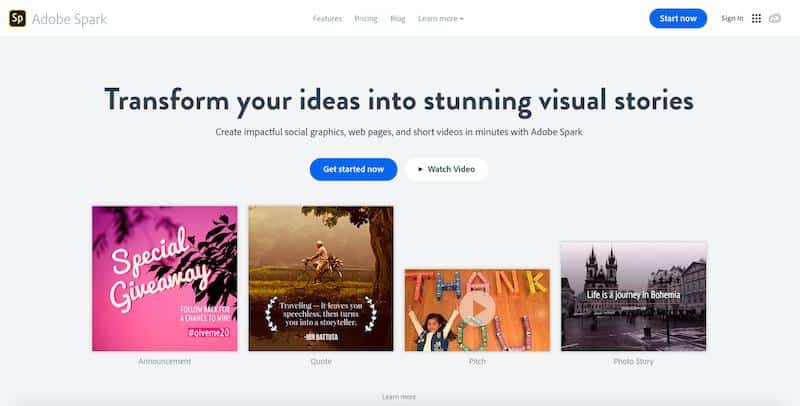 Adobe Spark drawing software 