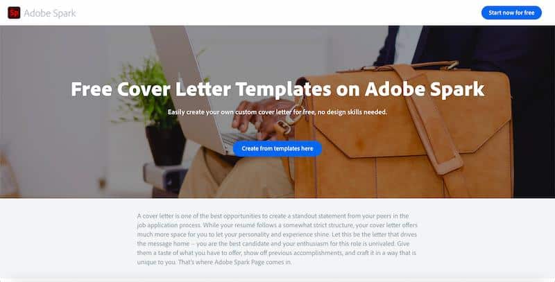 Adobe Spark - professional cover letter