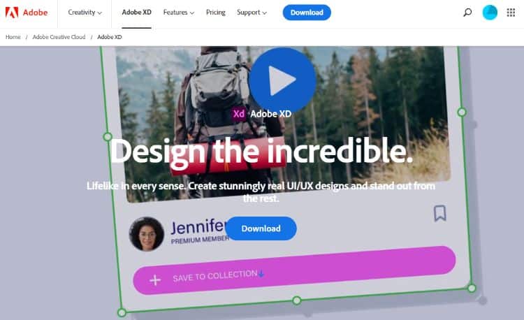 adobe xd homepage