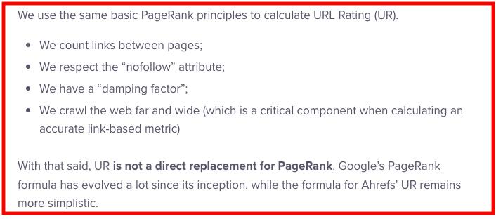 Ahrefs URL rating calculation 