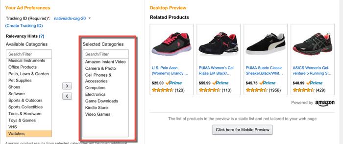 Amazon display ads configuration