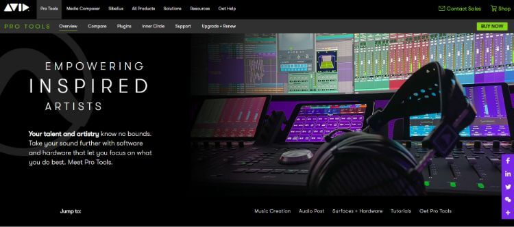 avid pro tools homepage