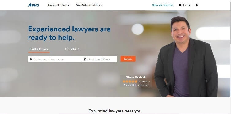 Avvo Home Page