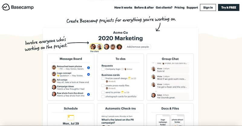 BaseCamp online project management tool 