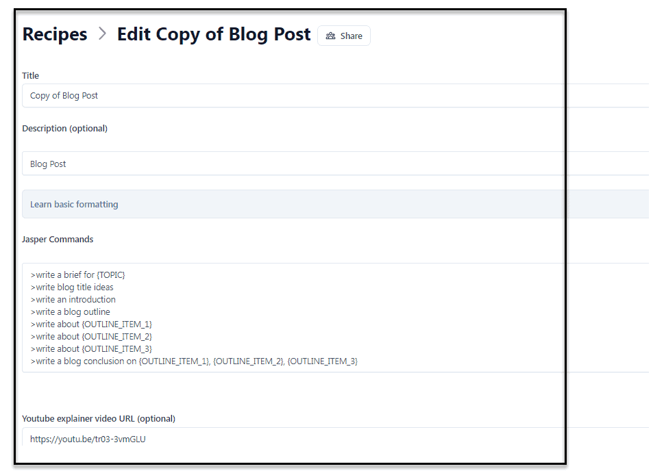 Using Jasper Recipes To Improve Your AI Writing (2023) 7 blog outline