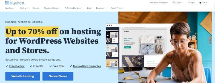 bluehost homepage