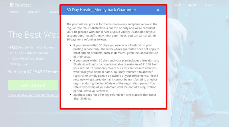 Bluehost Money Back Guarantee