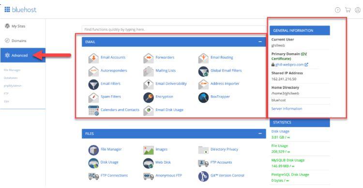 bluehost rock-cpanel-advanced