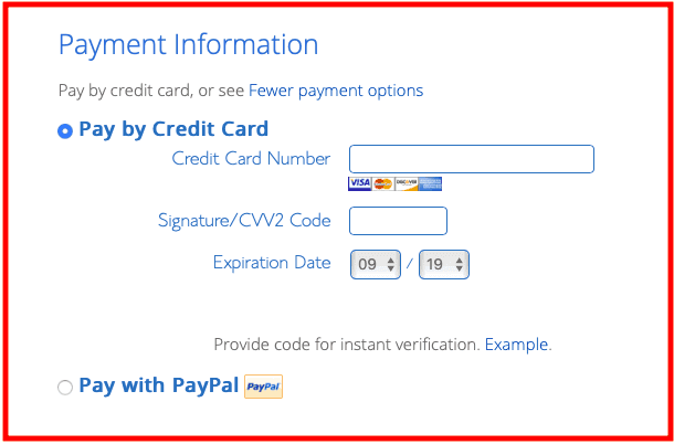 Bluehost Signup process: Add Payment Information