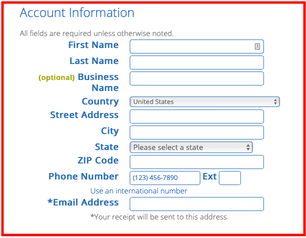 Bluehost Signup process: Add Personal Information