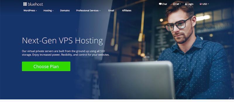 Bluehost - three VPS hosting plans 