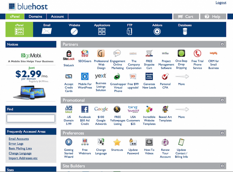 Bluehost: Web Hosting Review cPanel 