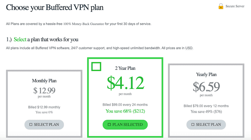 Buffered VPN Pricing