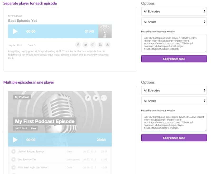 Buzzsprout: Embeddable Podcast Player