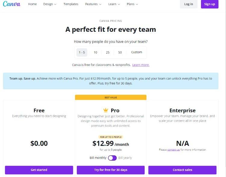 canva pricing