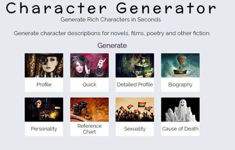 character-generator homepage