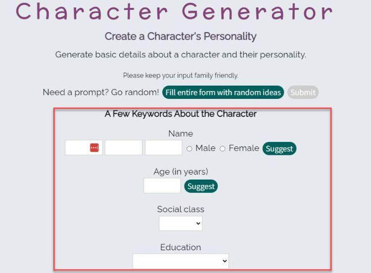 character generator ux