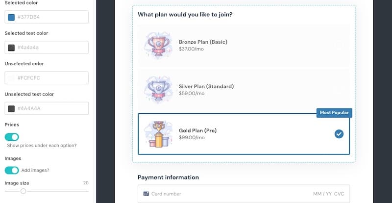 Checkout page example