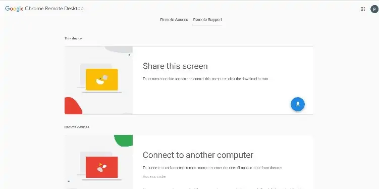 الصفحة الرئيسية لسطح المكتب البعيد من Chrome