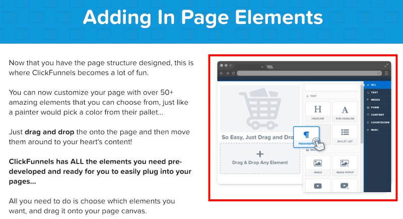 ClickFunnels drag-and-drop editor