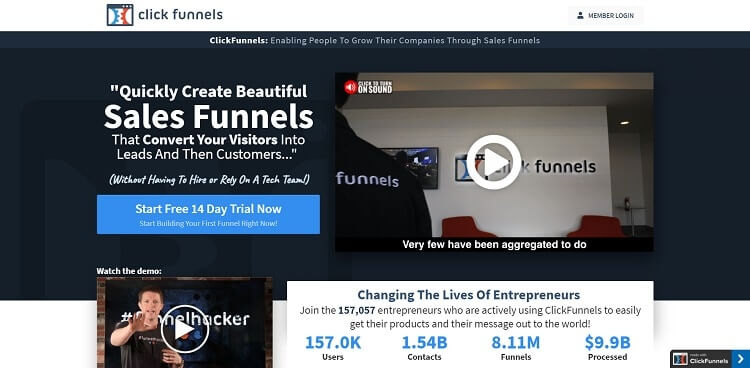 Clickfunnels homepage