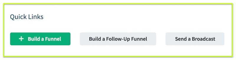 ClickFunnels quick links section
