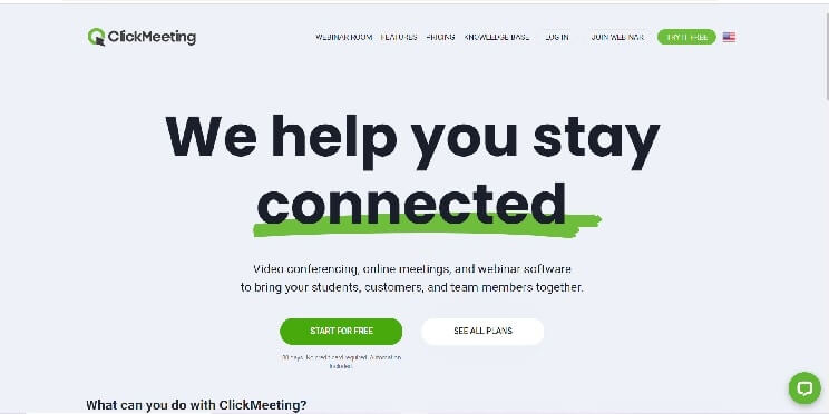 ClickMeeting homepage