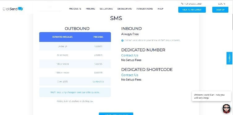 ClickSend Pricing Page