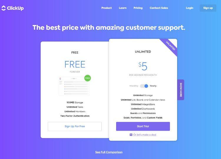 clickup pricing