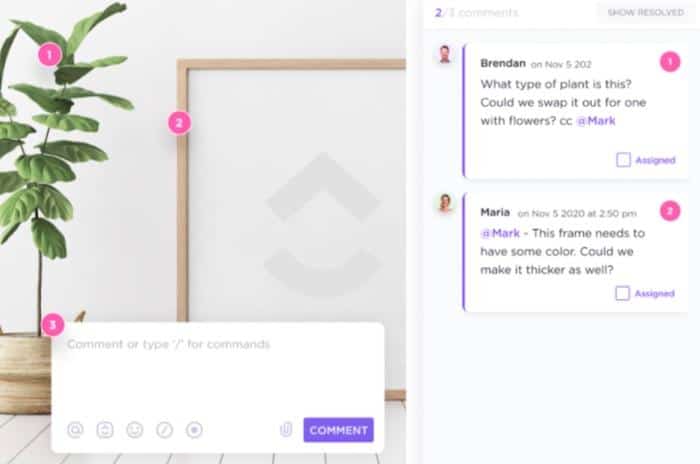 ClickUp Proofing