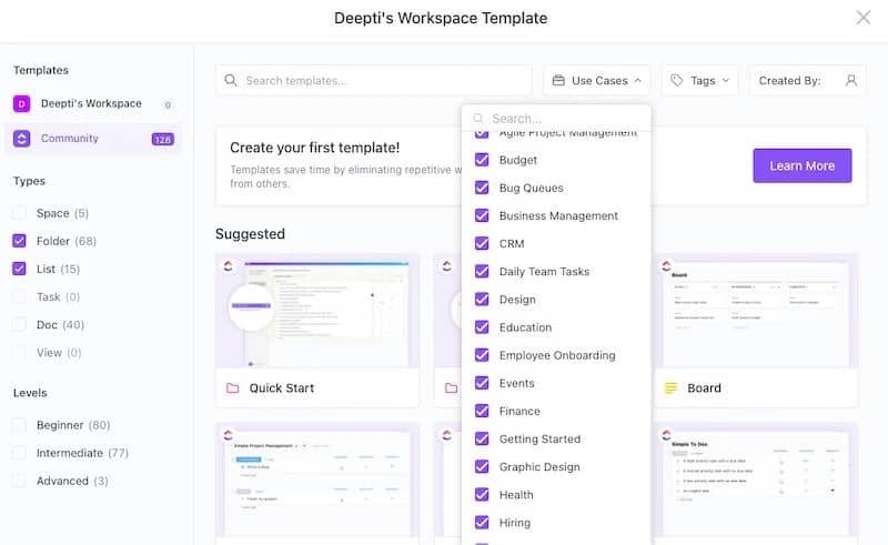ClickUp templates
