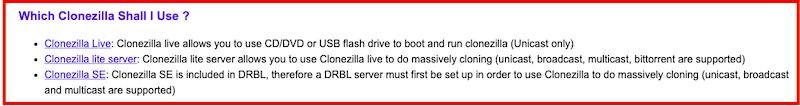 Clonezilla Versions