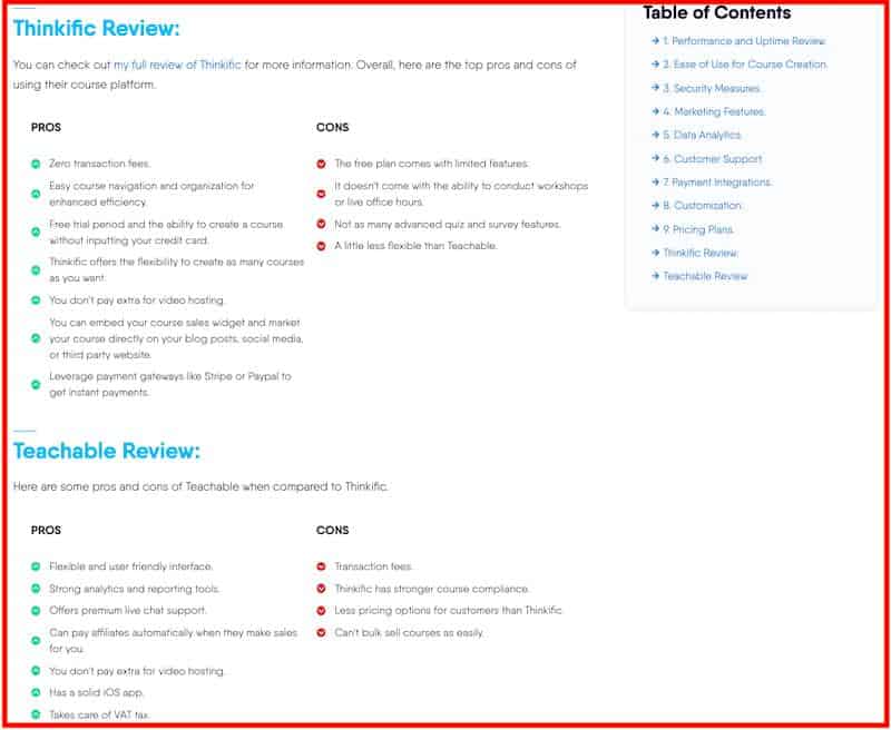 Comparison post example