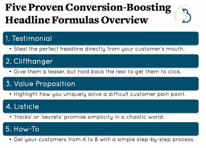 Conversion boosting headline formulas 