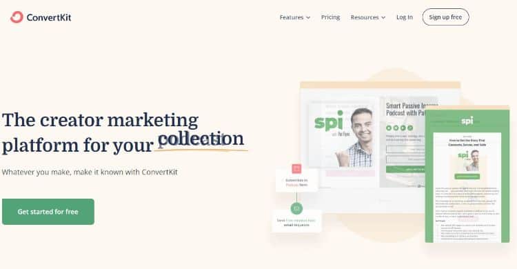 convertkit homepage